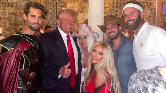 Dustin Johnson and Paulina Gretzky celebrate Halloween with Donald Trump!